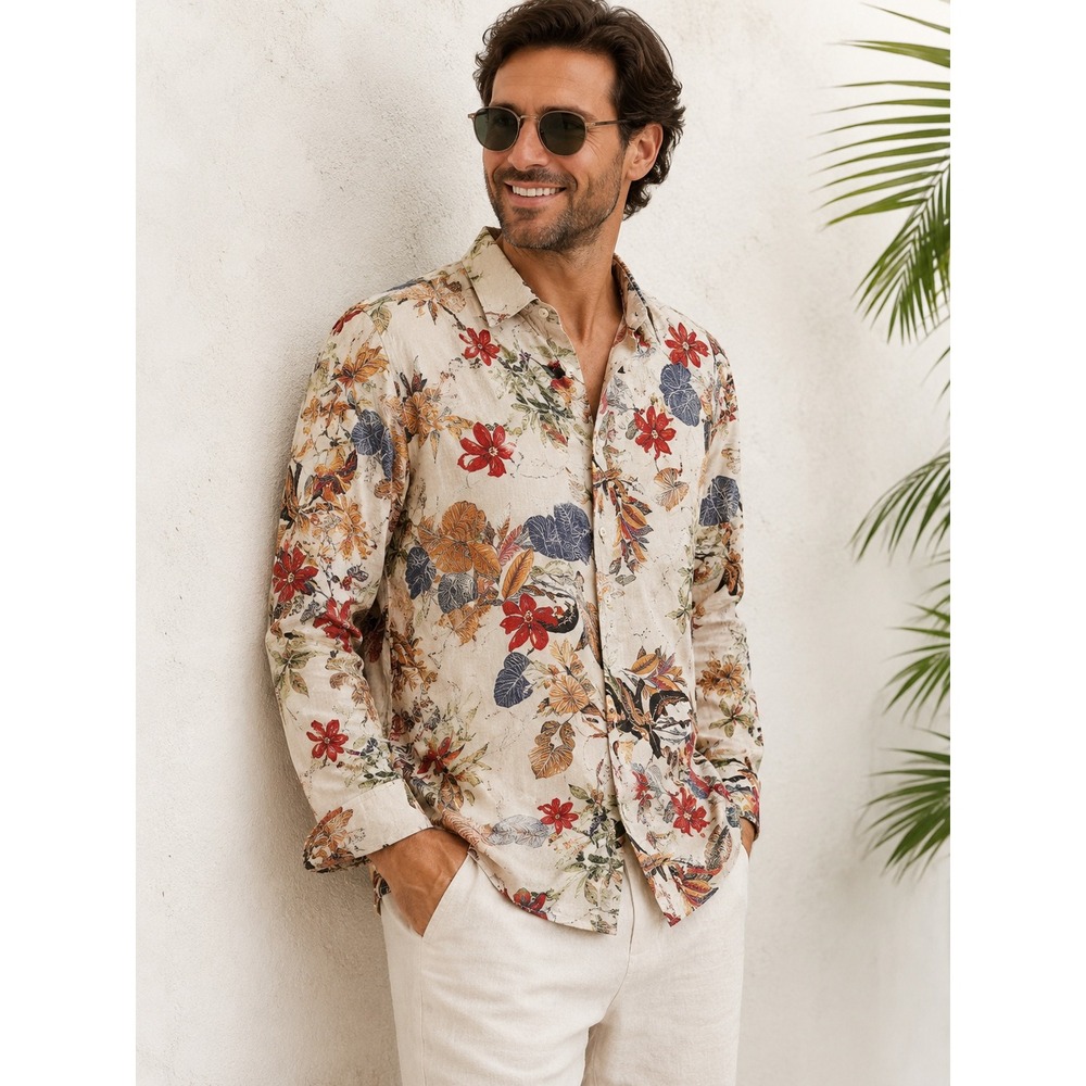 Coofandy Linen Tropical‎ Shirt XXL Resortcore Coastal Grandfather Aloha